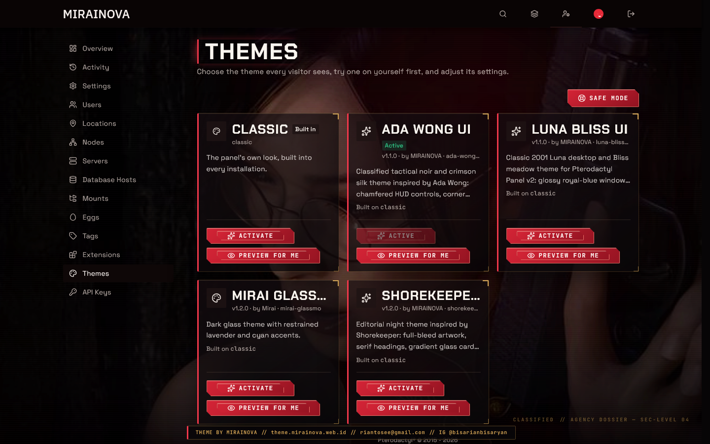 Ada Wong UI Themes Gallery